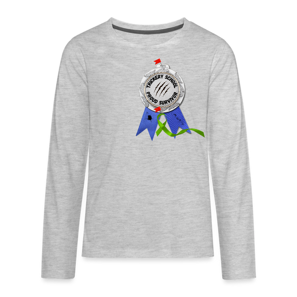 Trickery Proud Survivor Long Sleeve Tee (Kids) - heather gray