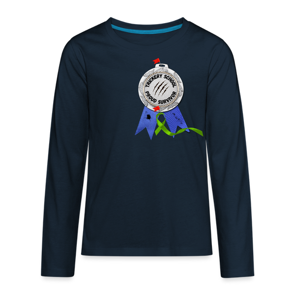 Trickery Proud Survivor Long Sleeve Tee (Kids) - deep navy