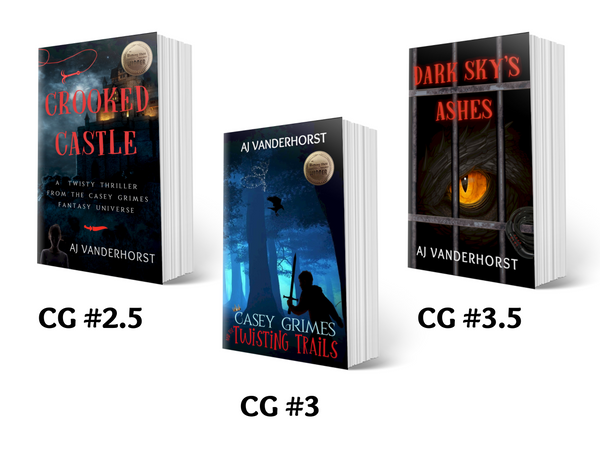 Crooked Castle (#2.5), Twisting Trails (Casey Grimes #3) + Dark Sky's Ashes (#3.5) Paperback Bundle